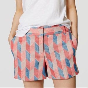 🎉LOFT Riviera Geometric Pink and Blue Shorts